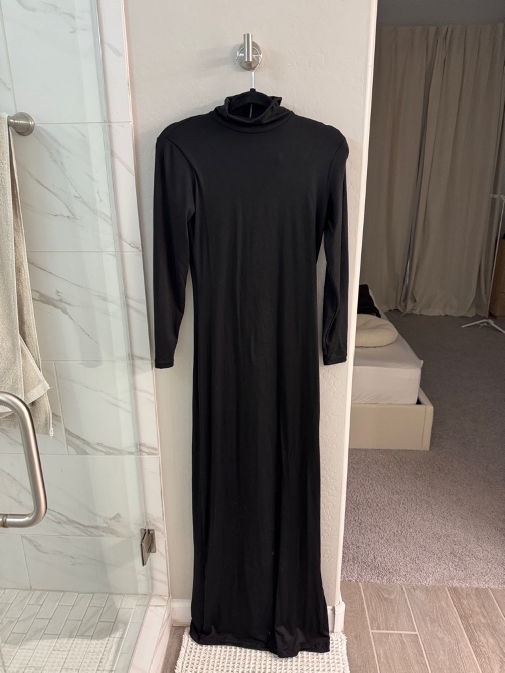 Classic Black Maxi Turtleneck Dress